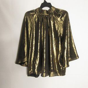 Happy X Nature BEATIFUL GOLD BOHEMIAN Blouse women's M wide sleeve tie back M